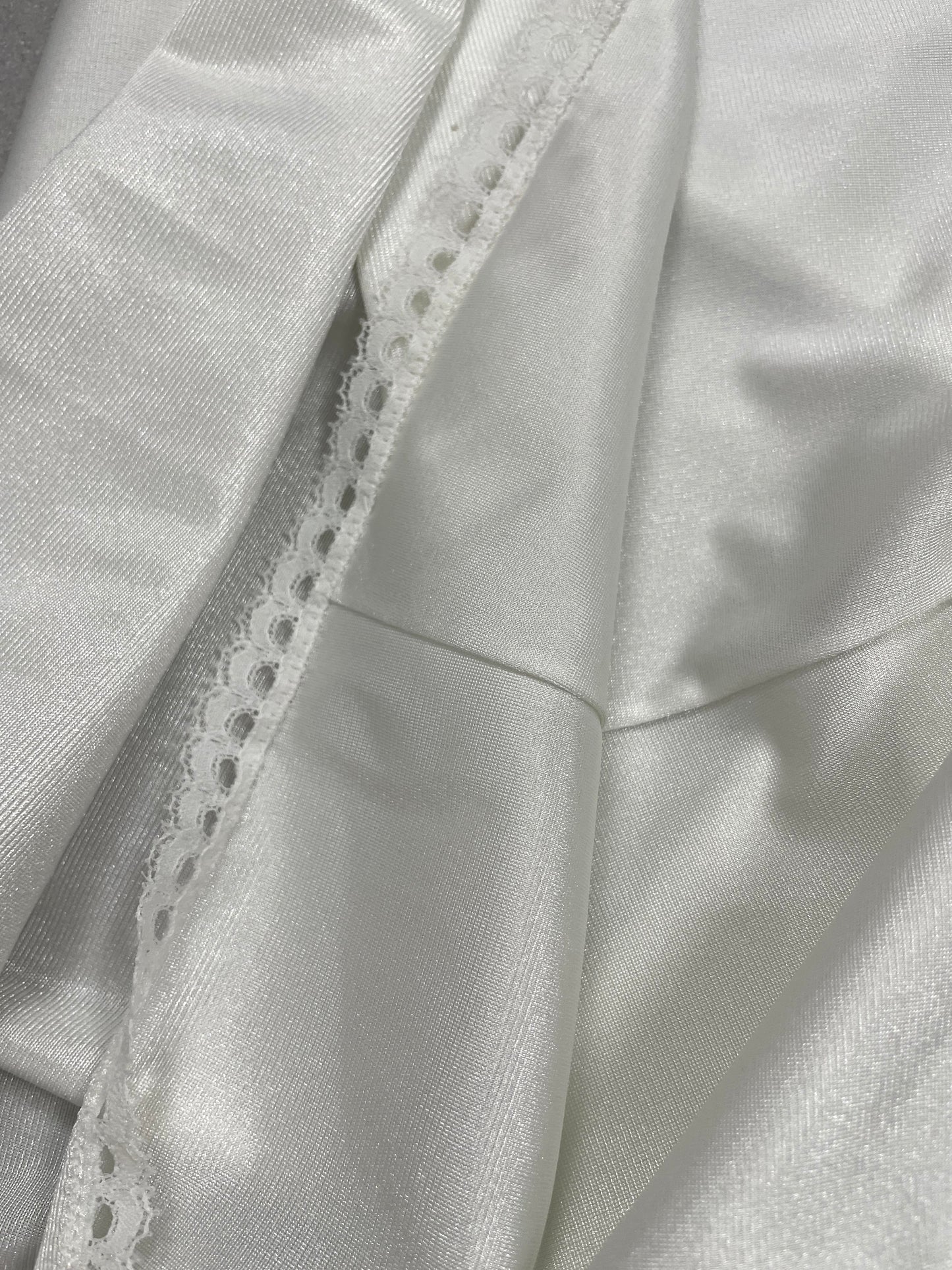 Ivory Satin Vintage Slip Dress with Lace Detail