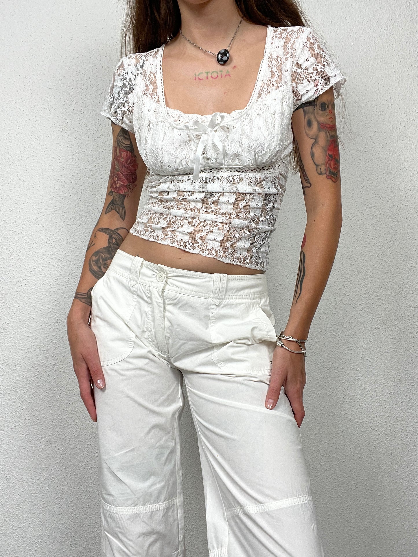 Gerry Weber Vintage White Cotton Capri Pants Y2K