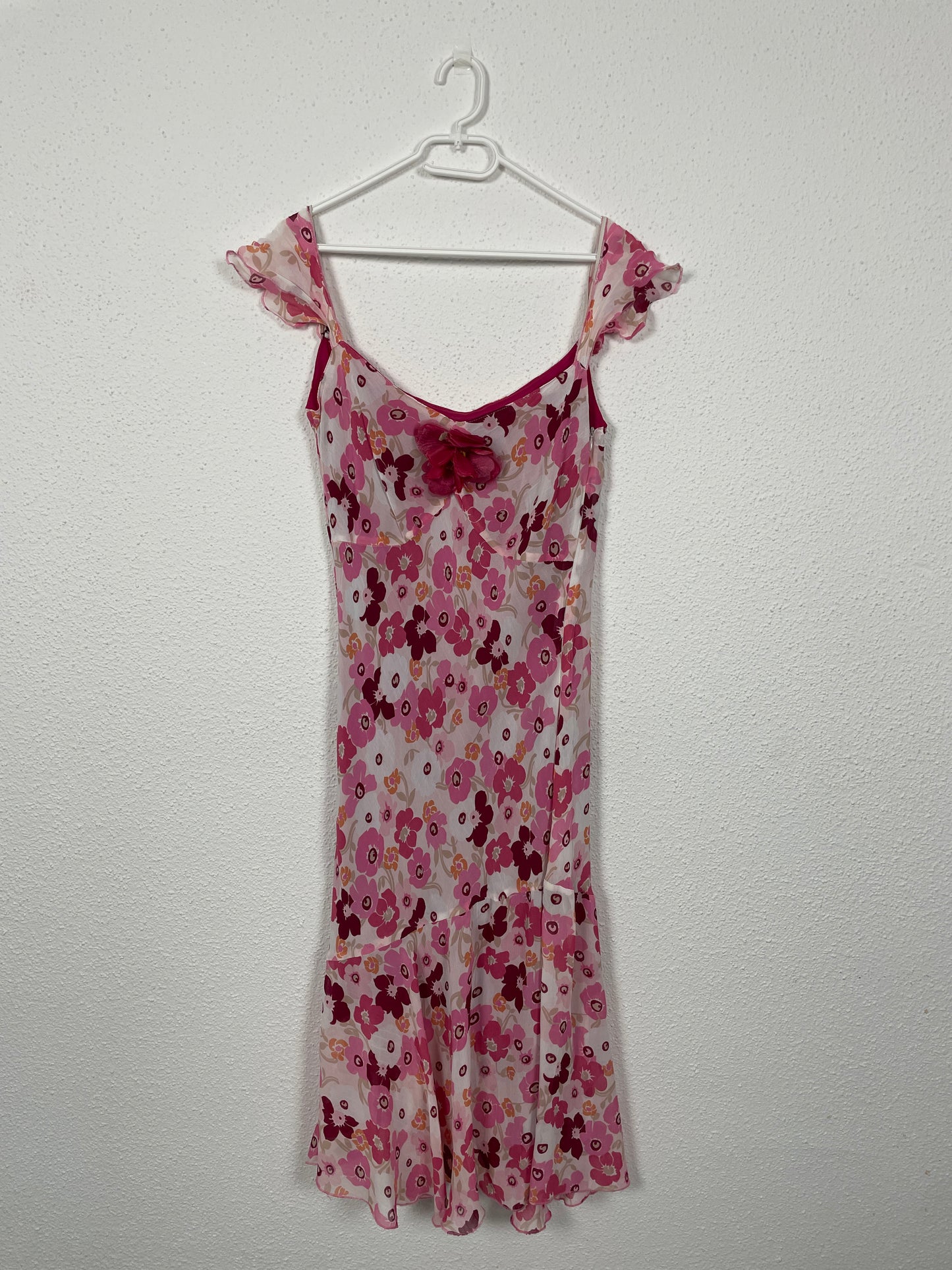 Y2K Pink Floral Midi Dress