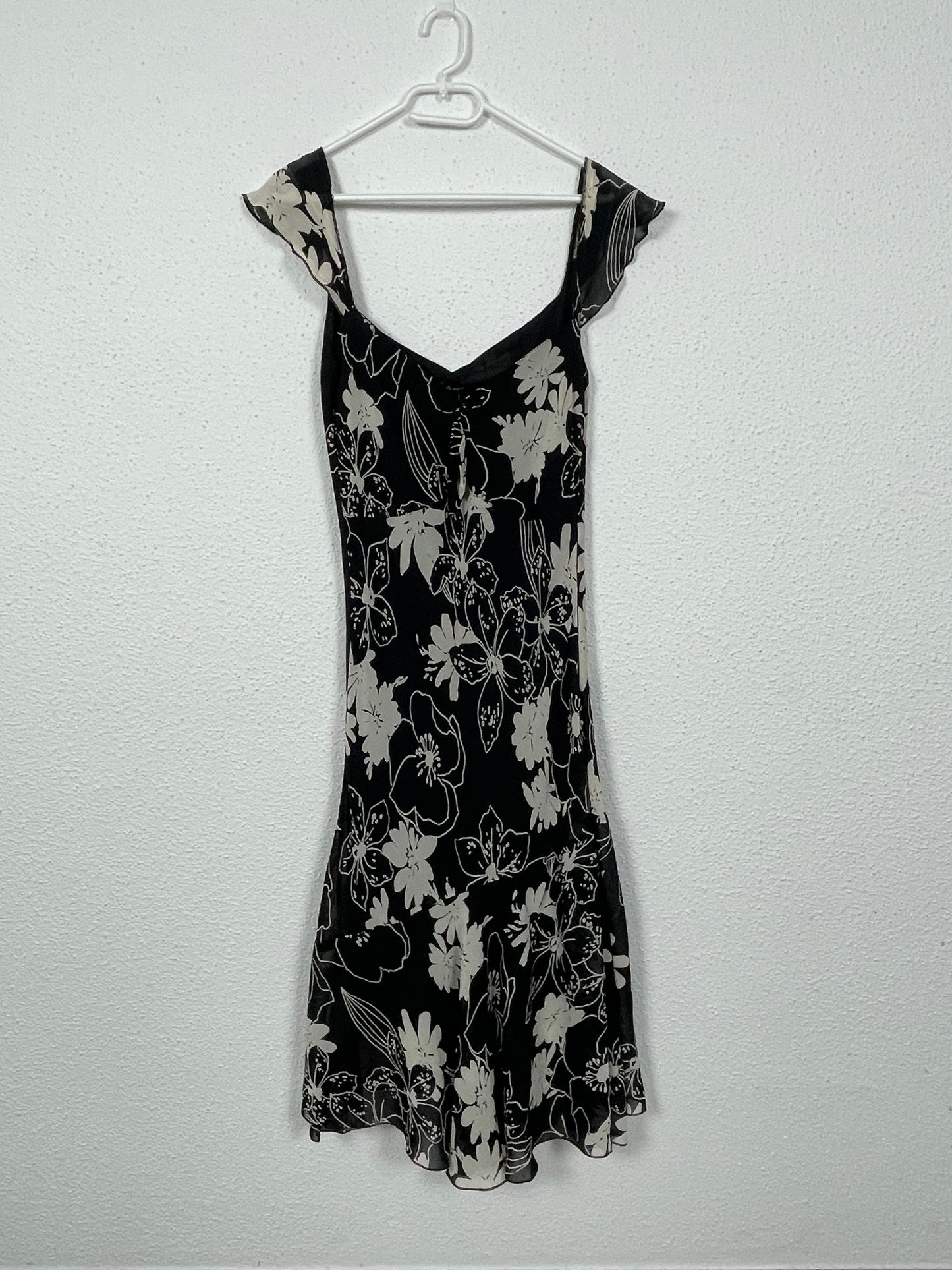 Y2K Black & White Floral Midi Dress