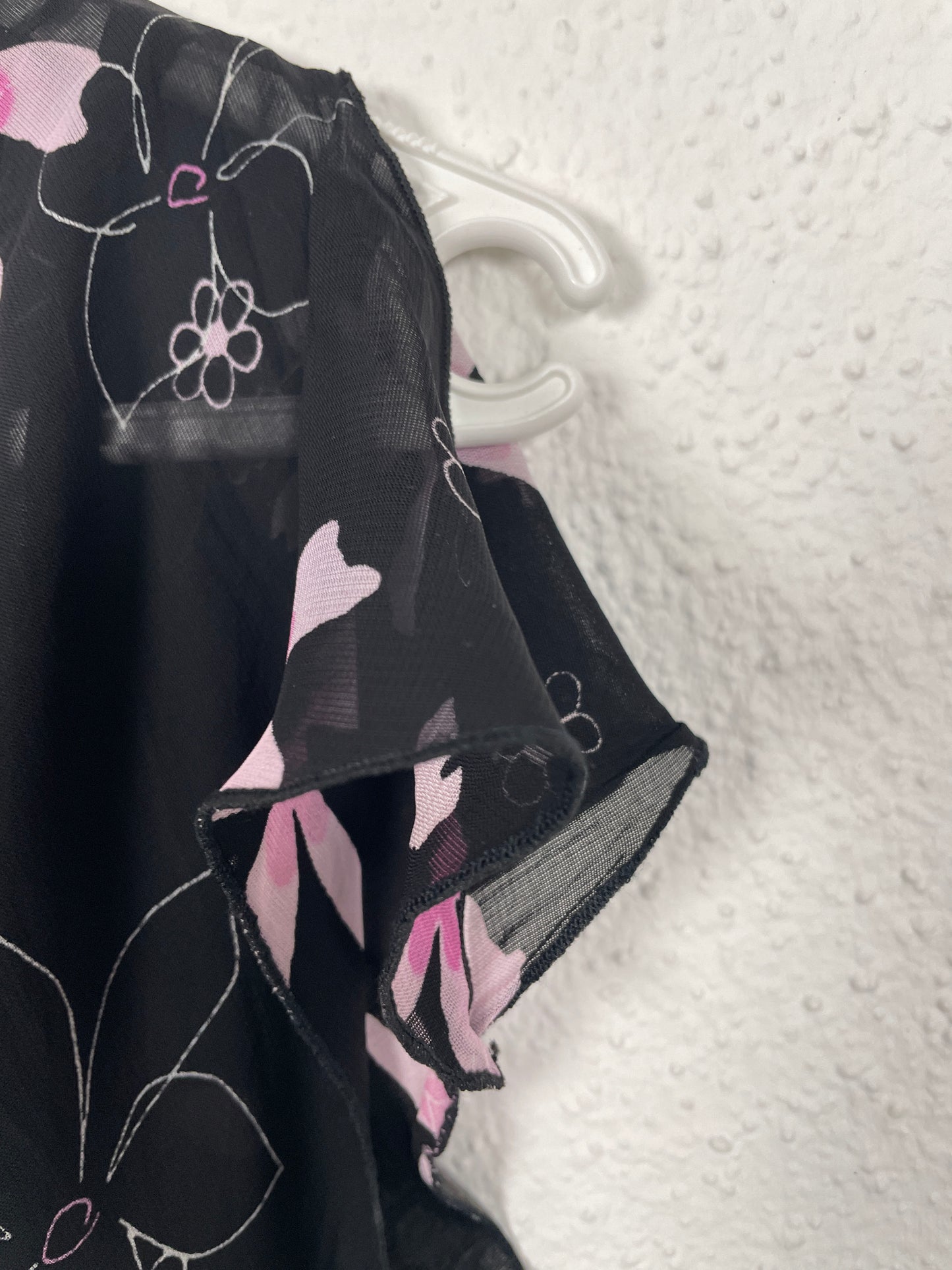 Y2K Black Asymmetrical Floral Top