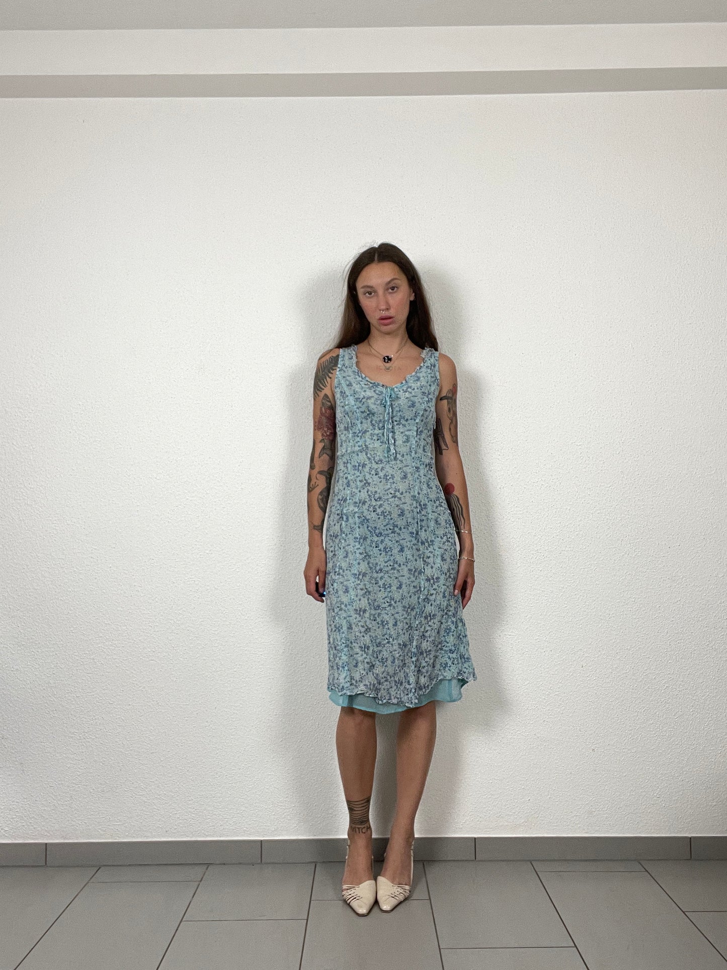 Vintage 00s Blue Floral Dress