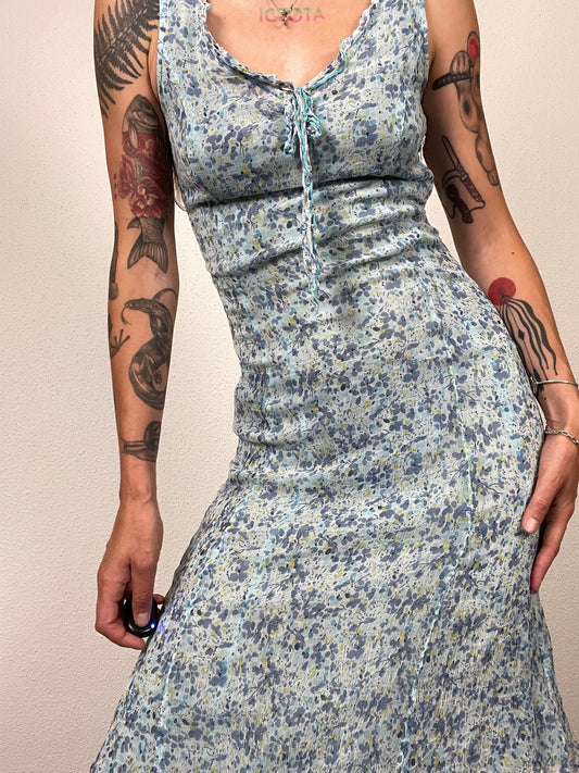 Vintage 00s Blue Floral Dress