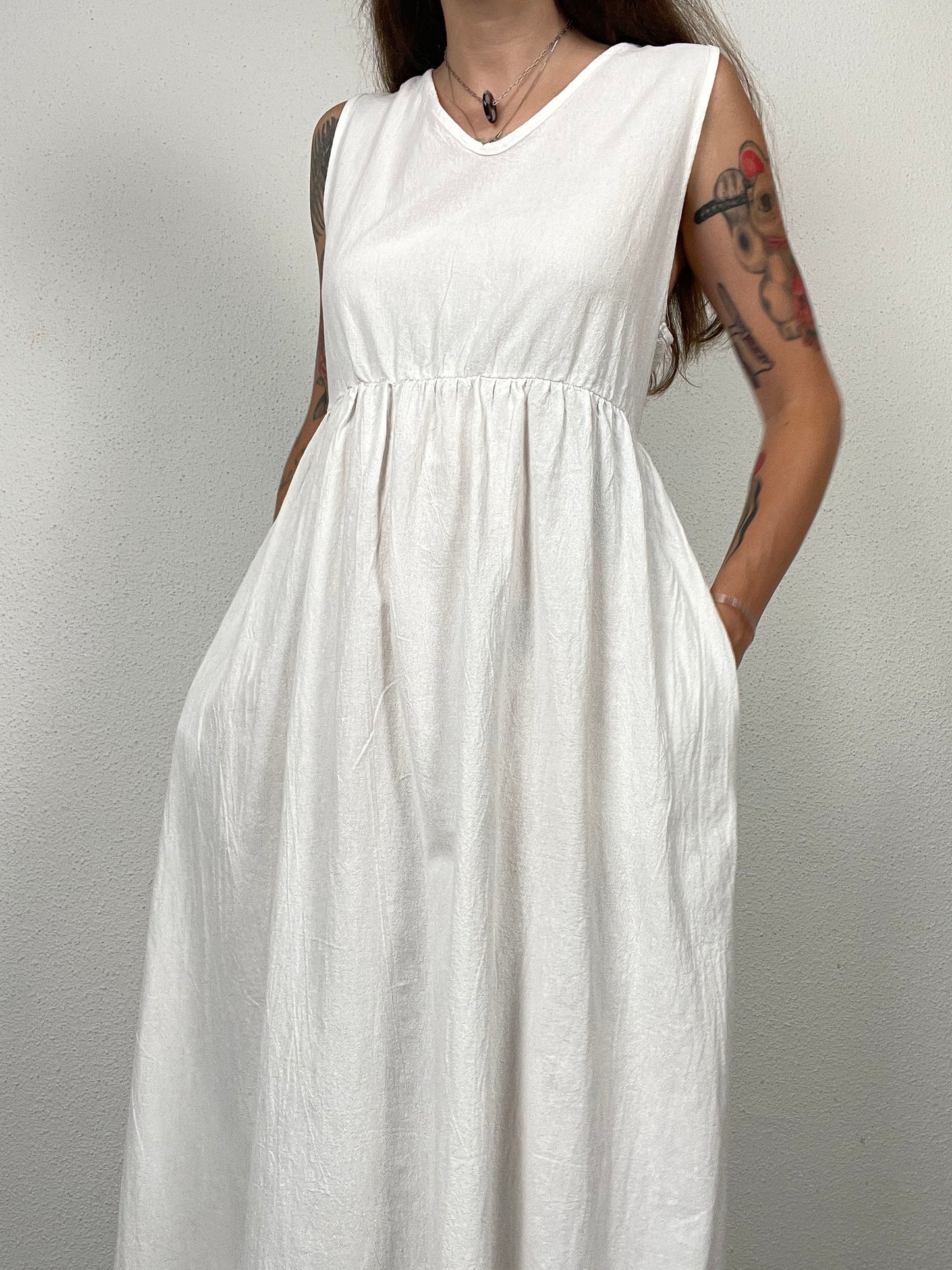 White Sleeveless Maxi Dress