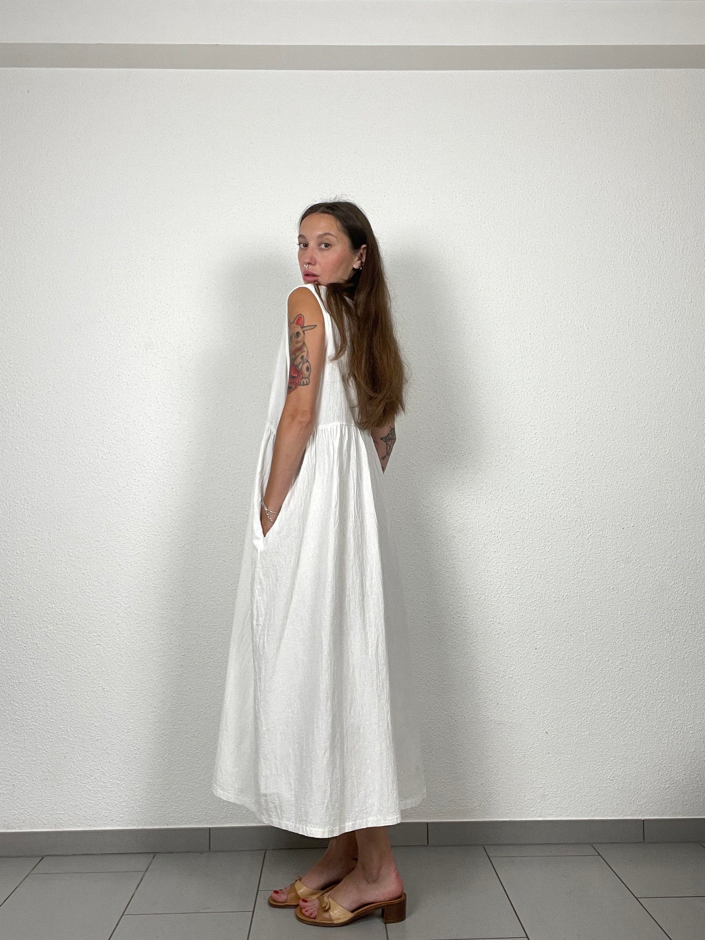 White Sleeveless Maxi Dress