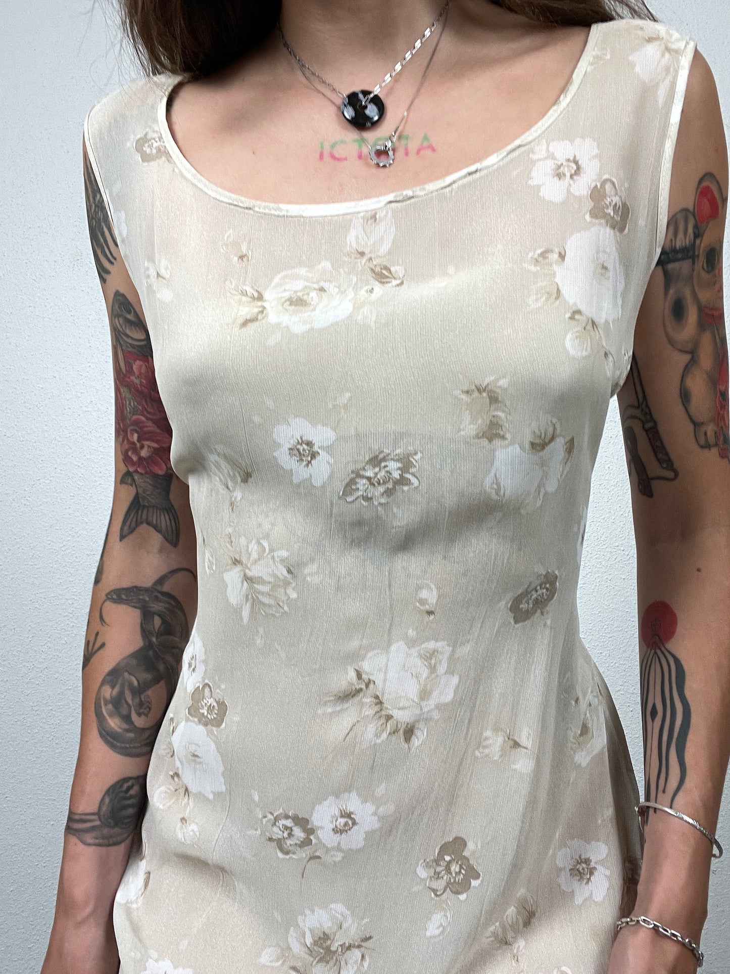 Vintage Floral Viscose Maxi Dress