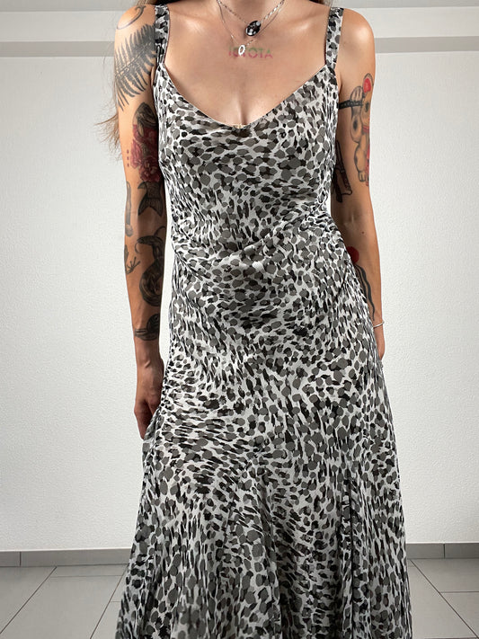 Vintage Leopard Print Fit and Flare Dress
