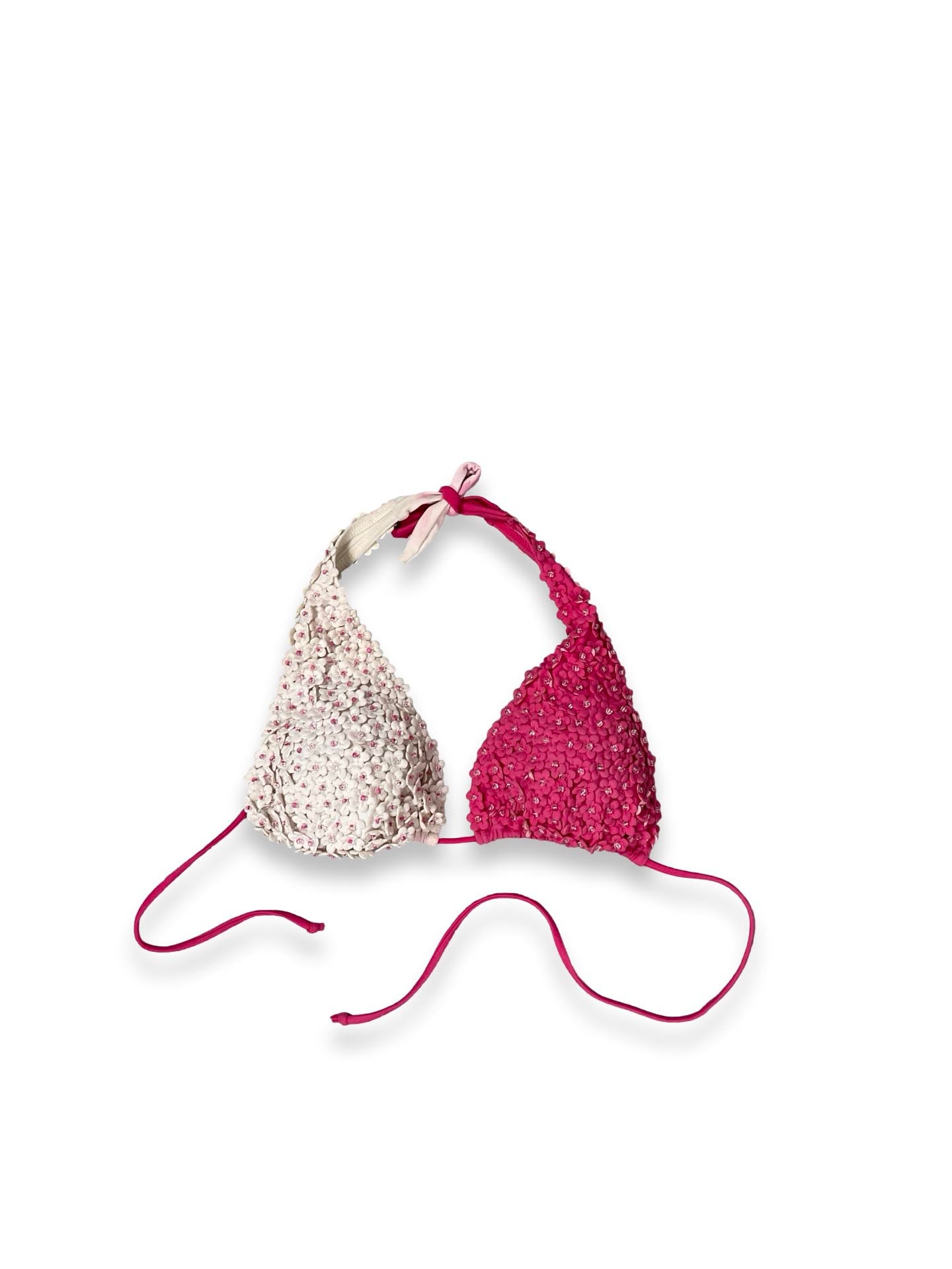 Pink White Bikini Top by Roe