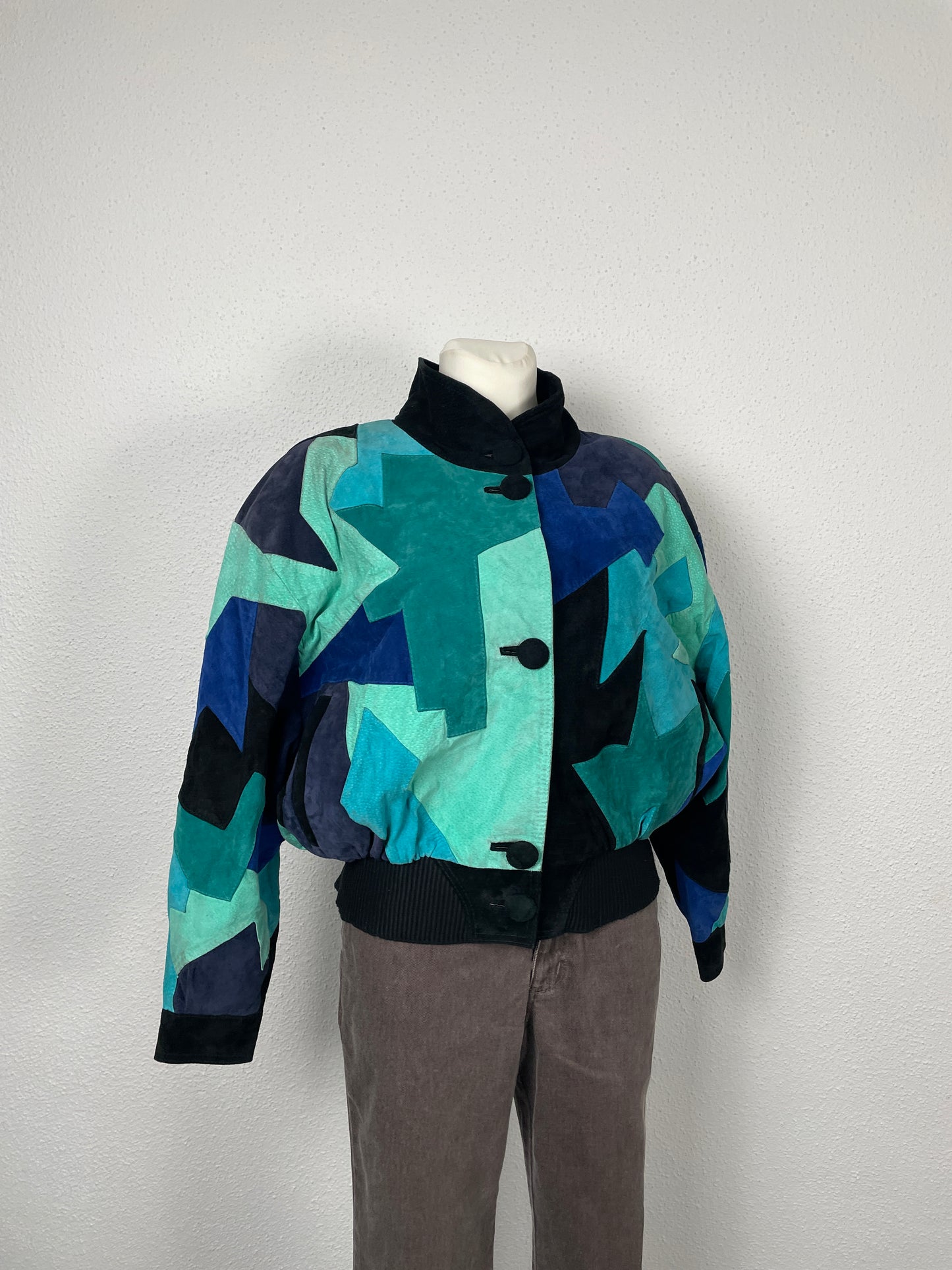 Vintage 80s suede patchwork jacket