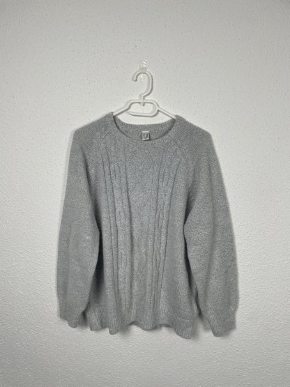 Vintage 1990s light grey cable-knit sweater