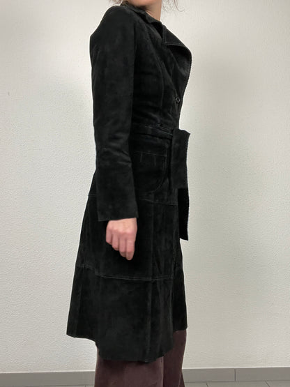 Vintage late 90s suede midi trench coat