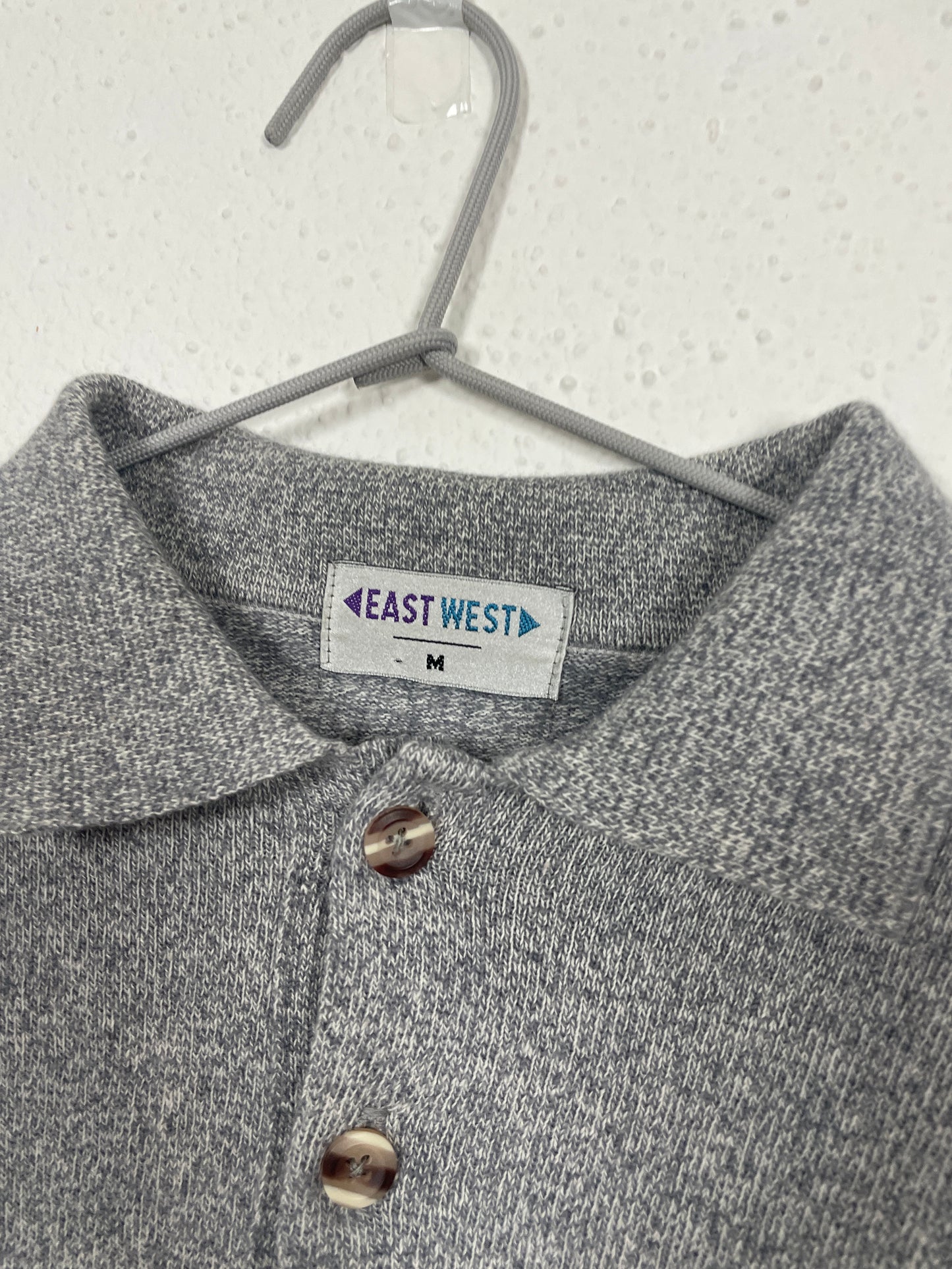 East West Grey Knit Polo Sweater – Size M