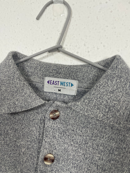 East West Grey Knit Polo Sweater – Size M