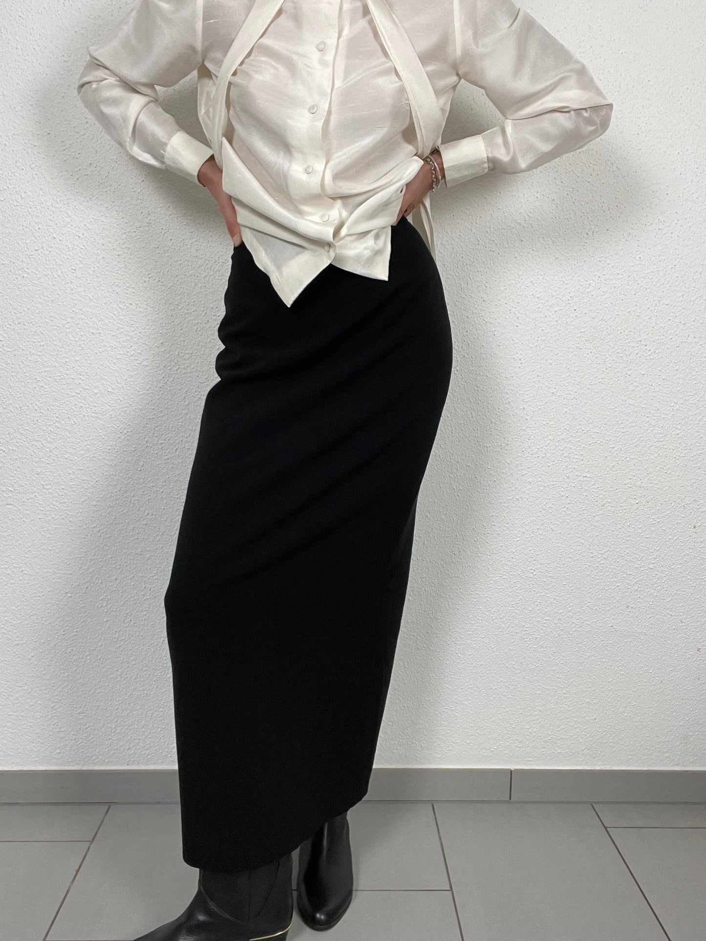 Vintage Black Maxi Skirt by Wallis – Size UK 10