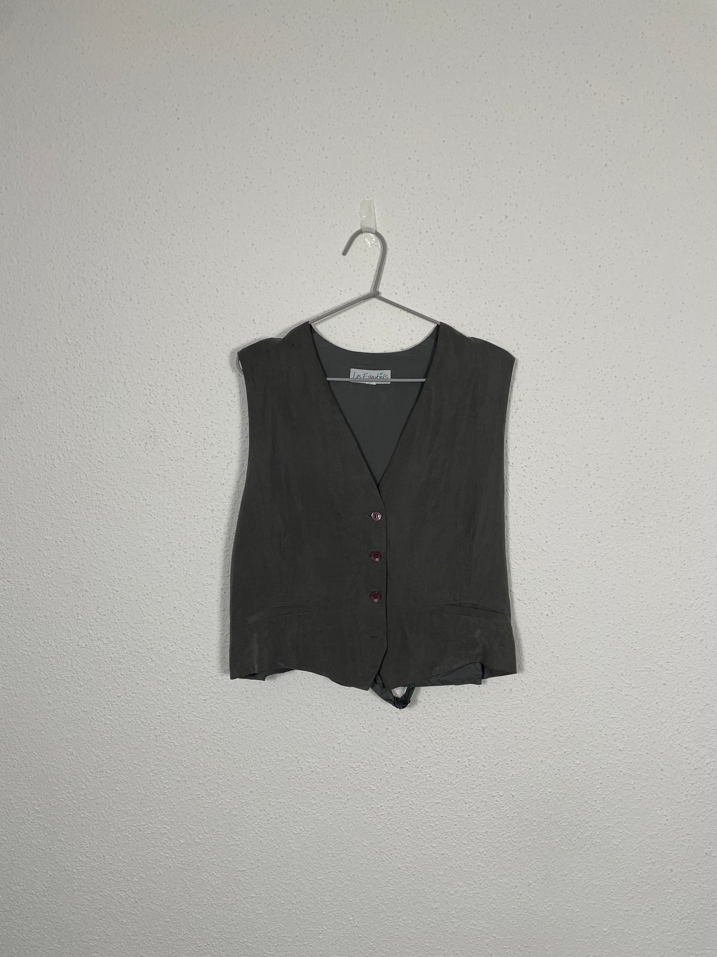 Vintage Grey Silk Vest – Size L