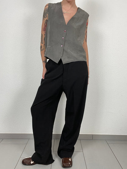 Vintage Black Wide-Leg Trousers – Size M