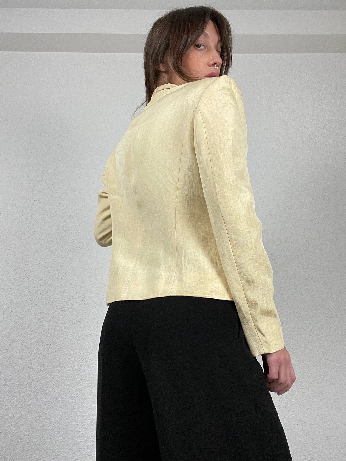 Vintage butter yellow Marella linen blend blazer