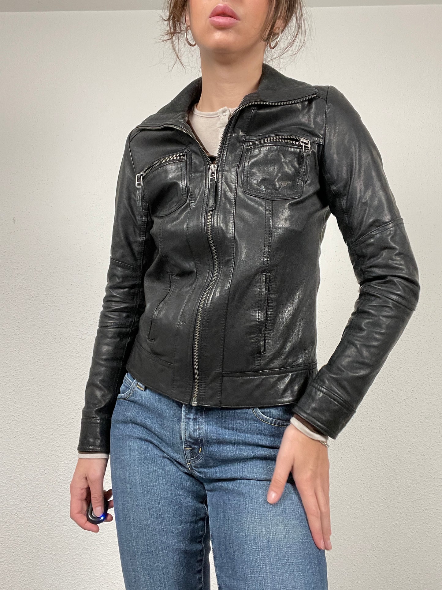 Vintage black 2000s Nappa leather jacket