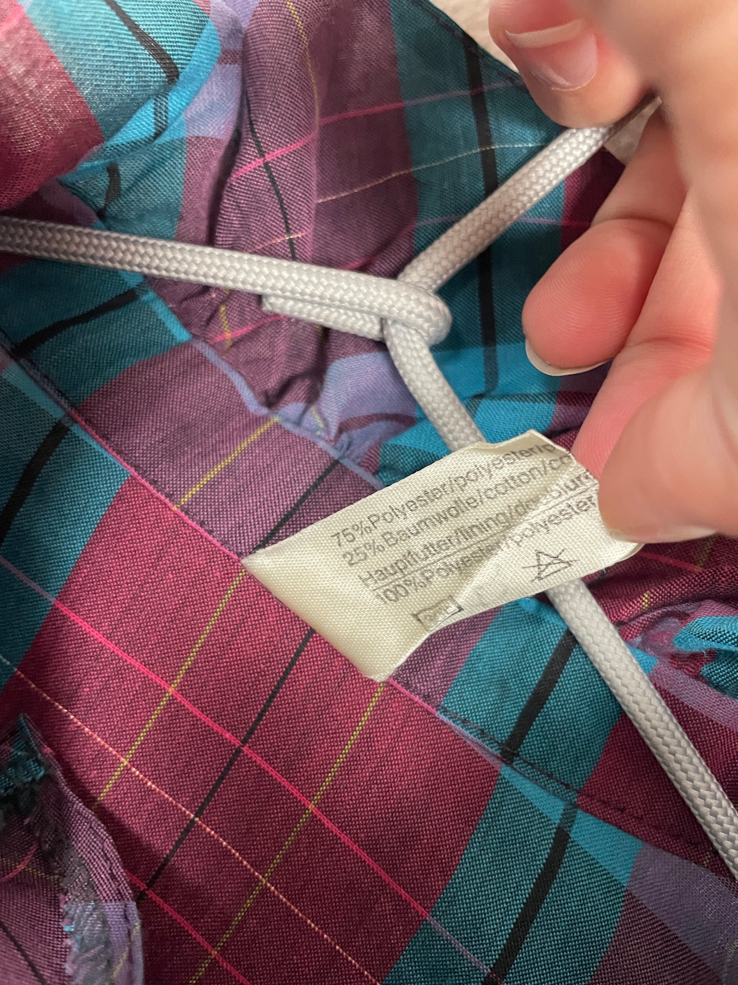 vintage 80s checkered midi dress with ruffles on the shoulders
