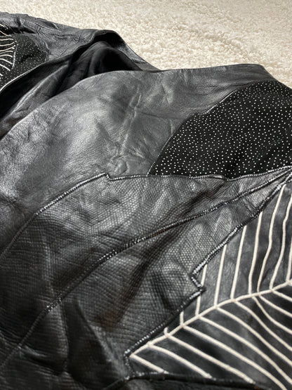 Vintage 80s leather printed oversized jacket