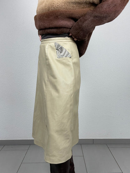 Vintage Leather Midi Skirt – Size S