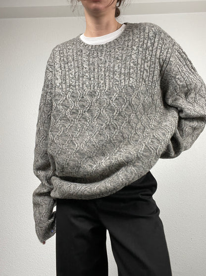 Grey cable-knit sweater by AW85.