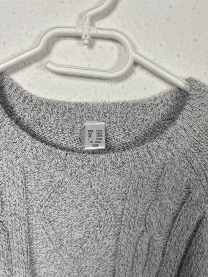 Vintage 1990s light grey cable-knit sweater
