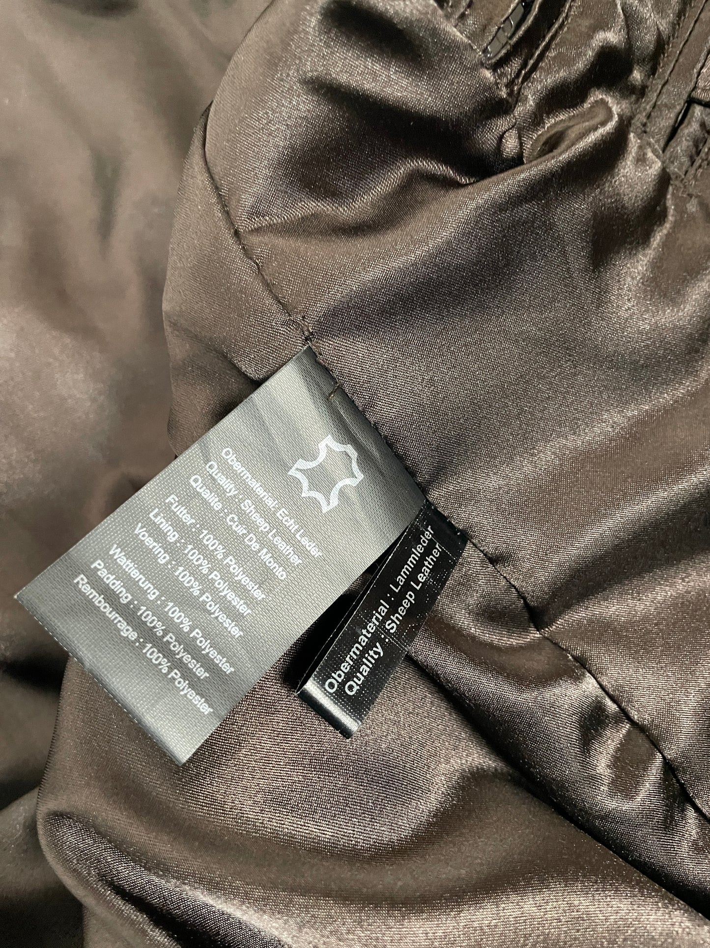 Vintage Y2K early 2000s dark brown leather jacket with stand collar