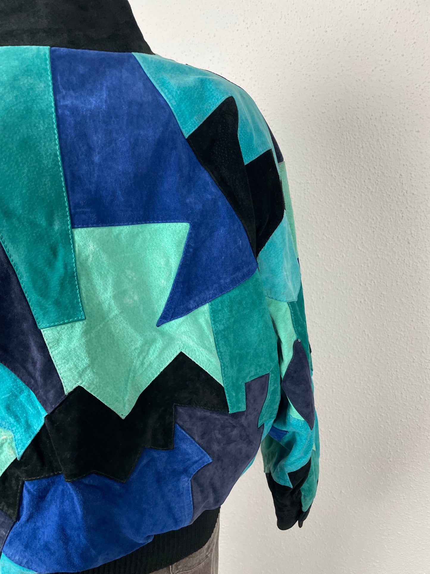 Vintage 80s suede patchwork jacket