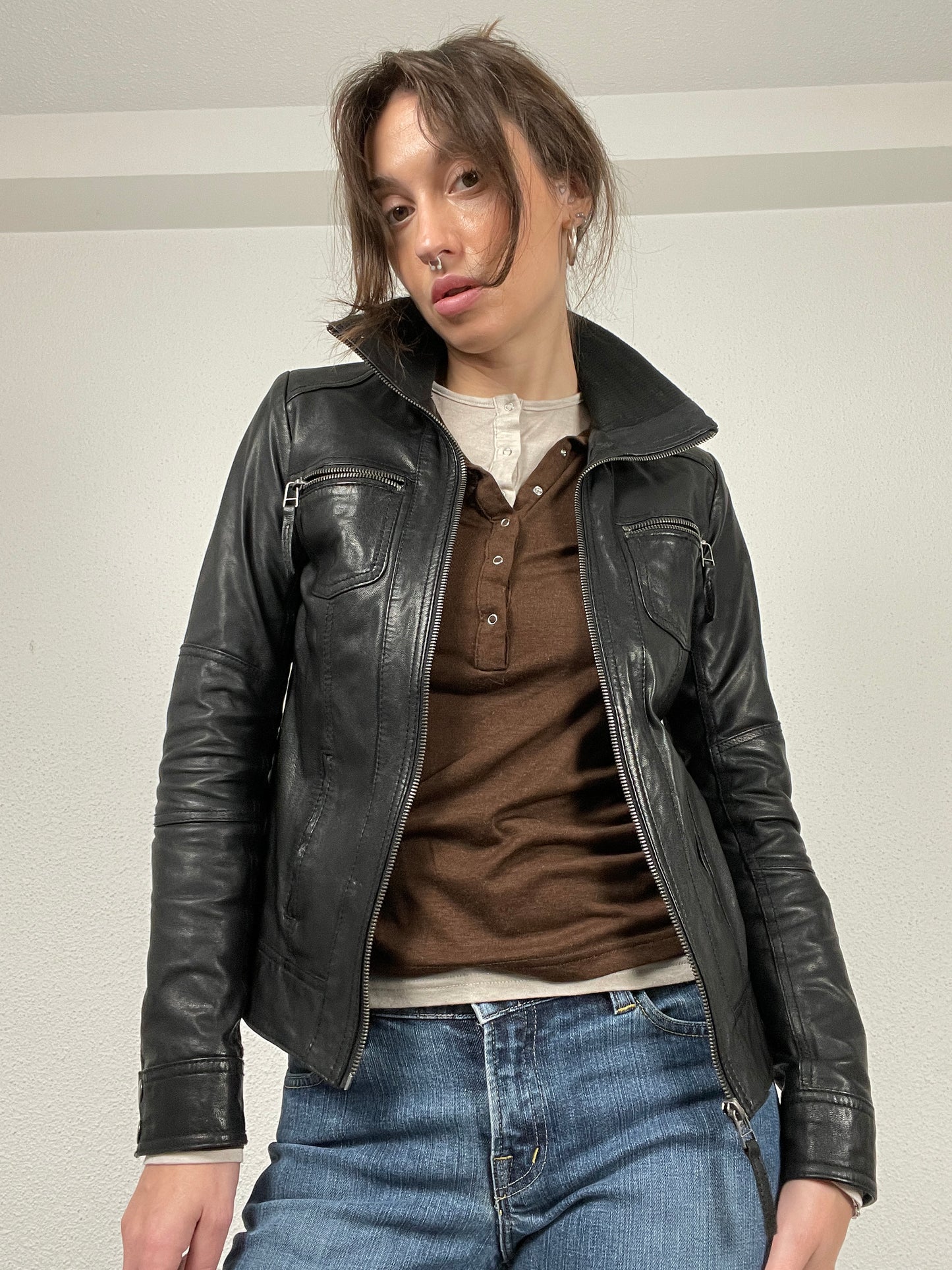 Vintage black 2000s Nappa leather jacket
