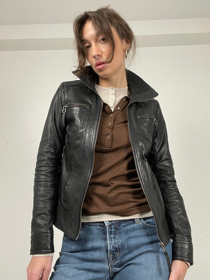 Vintage black 2000s Nappa leather jacket