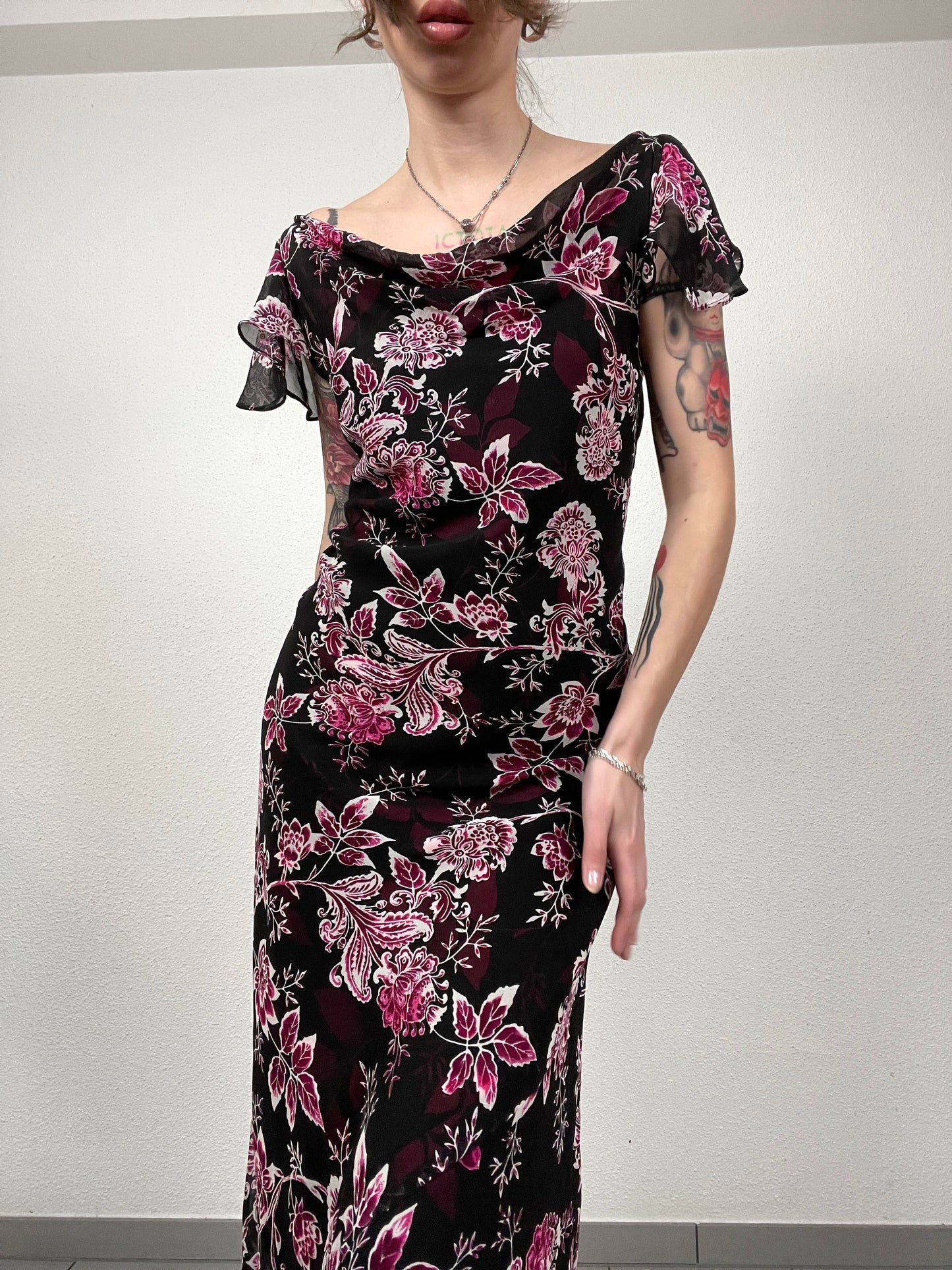 Vintage Floral Silk Dress by CC