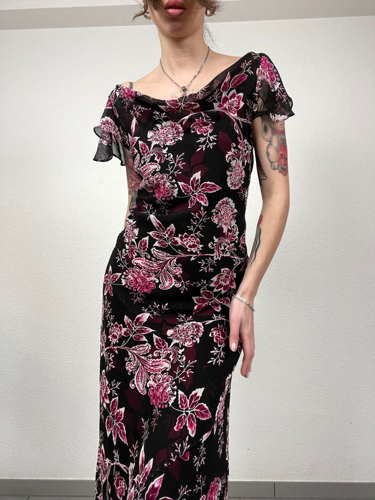 Vintage Floral Silk Dress by CC
