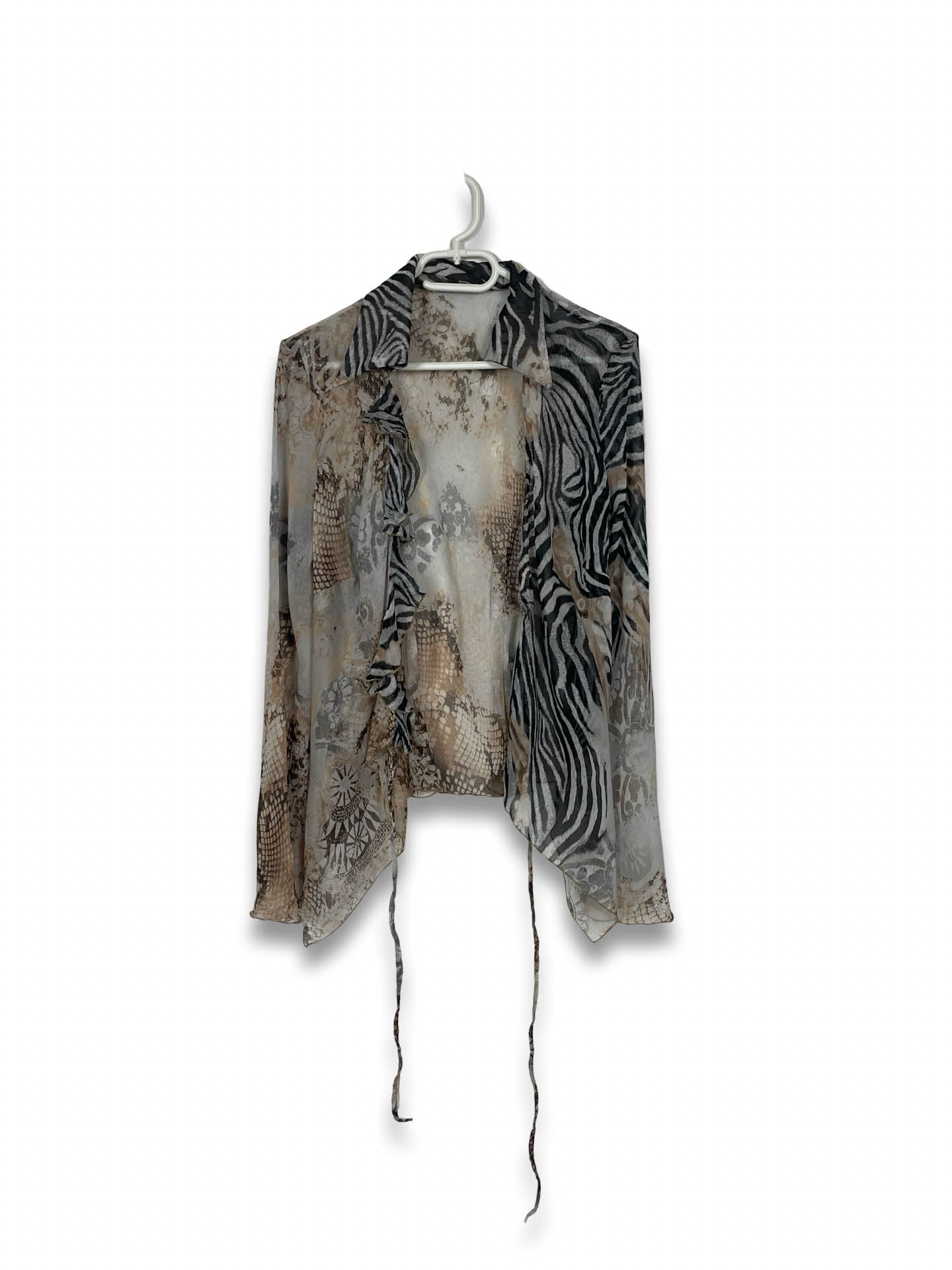 Vintage Y2K Zebra Print Wrap Blouse