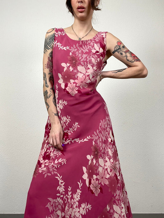 Vintage Floral Silk Dress