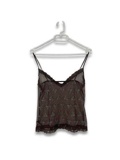 Floral Embroidered Mesh Top