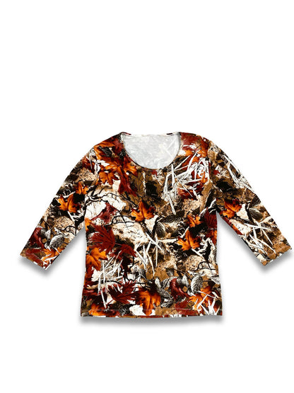 Vintage Leaf Print Top – Y2K Era