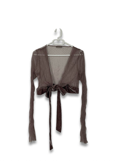 Vintage Velvet Tie-Front Blouse