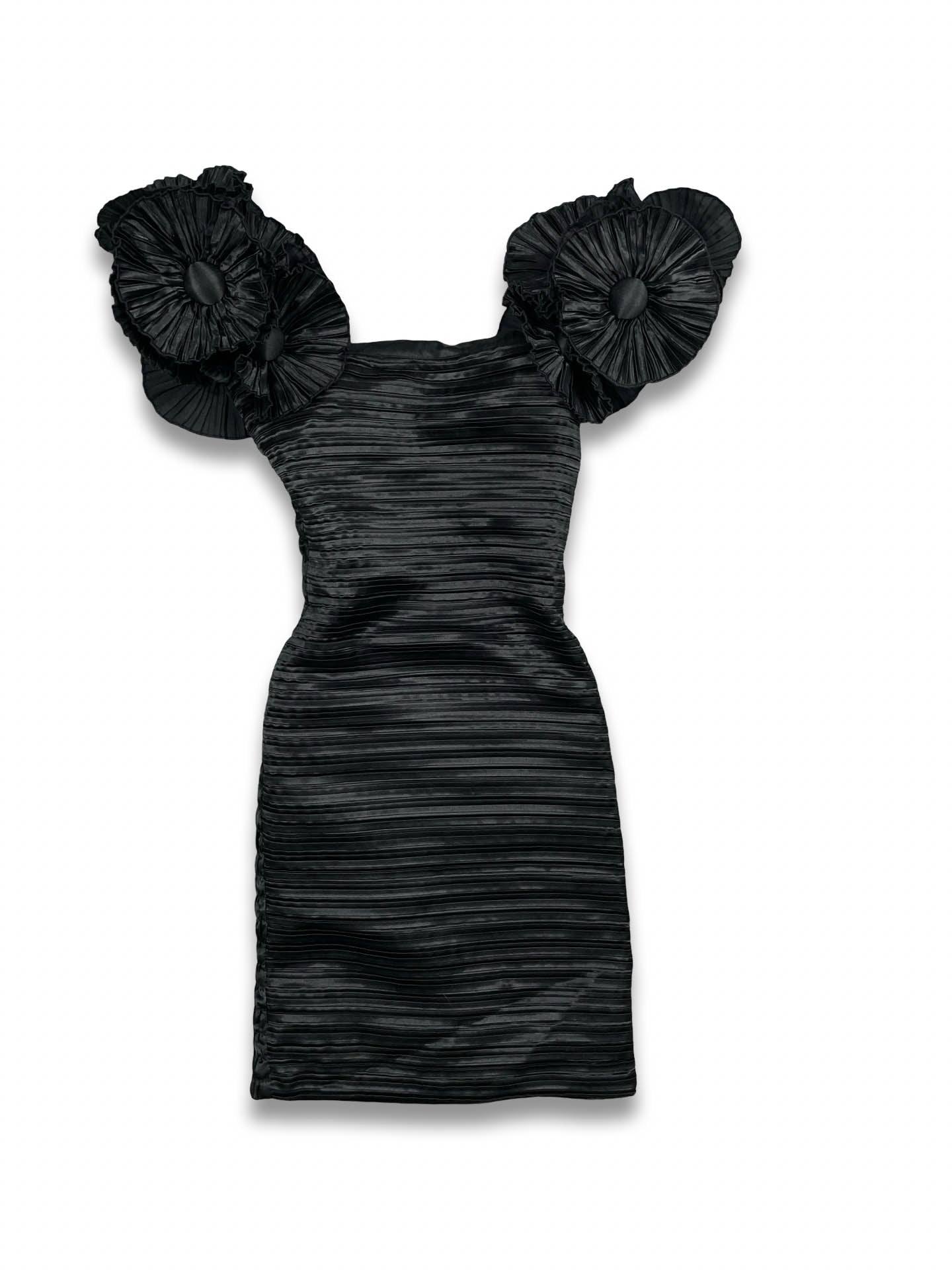 Black Mini Dress with Statement Shoulders