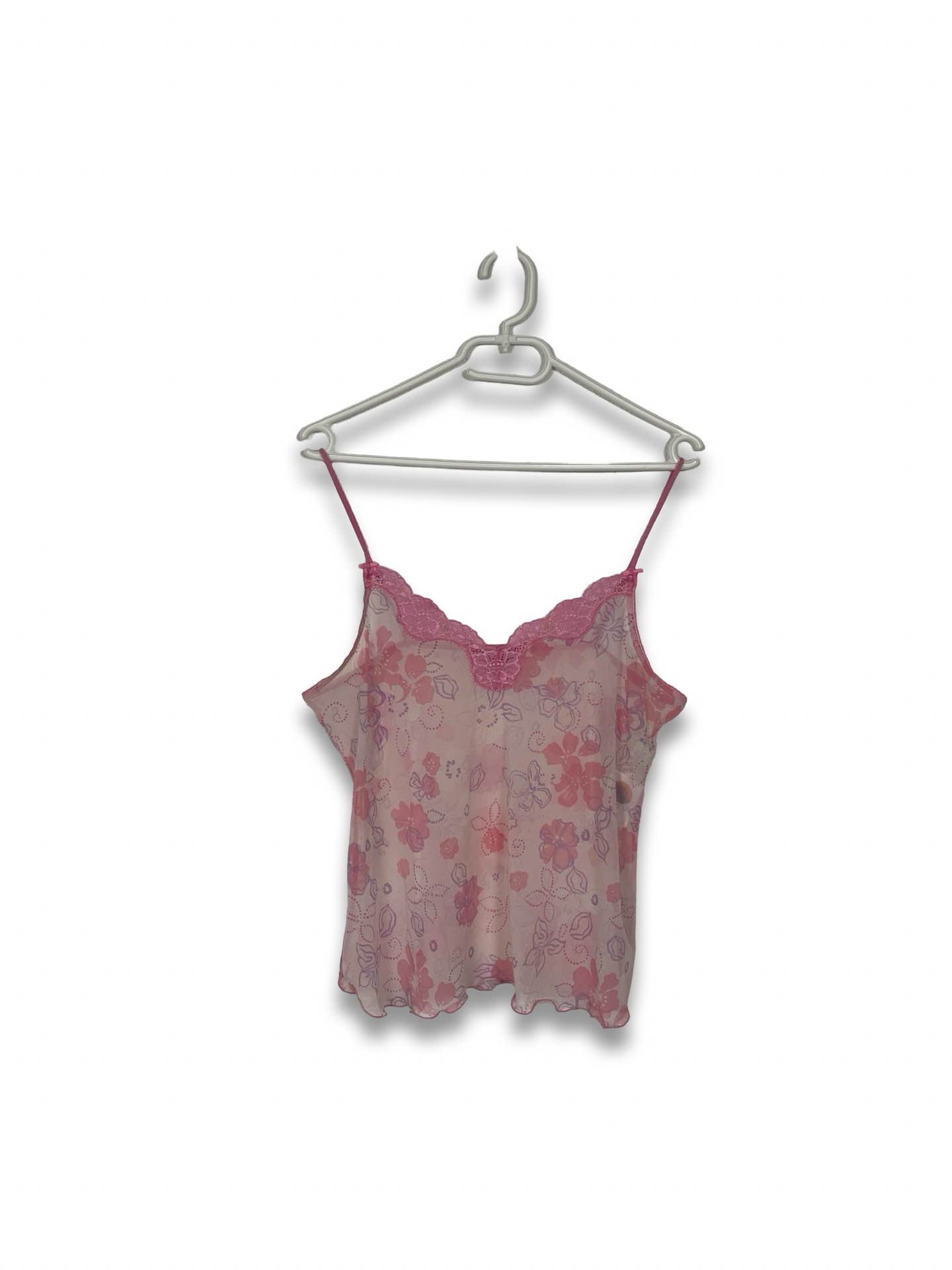 Vintage Sheer Pink Lace Cami Top