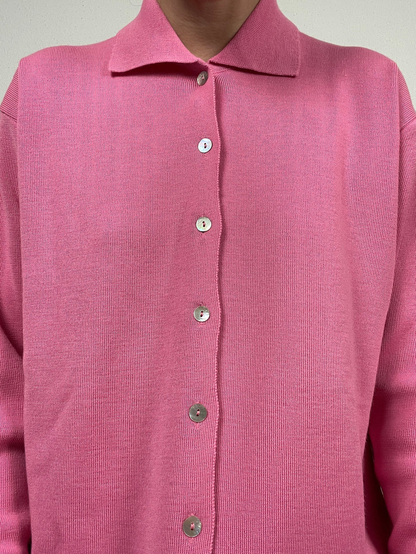 Vintage Italian Pink Merino Wool Cardigan – Size L