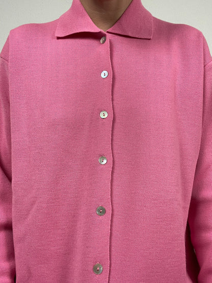 Vintage Italian Pink Merino Wool Cardigan – Size L