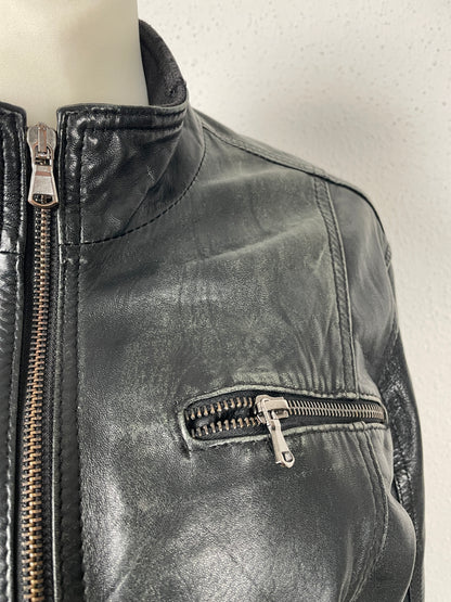 Vintage Y2K 2000s black leather jacket