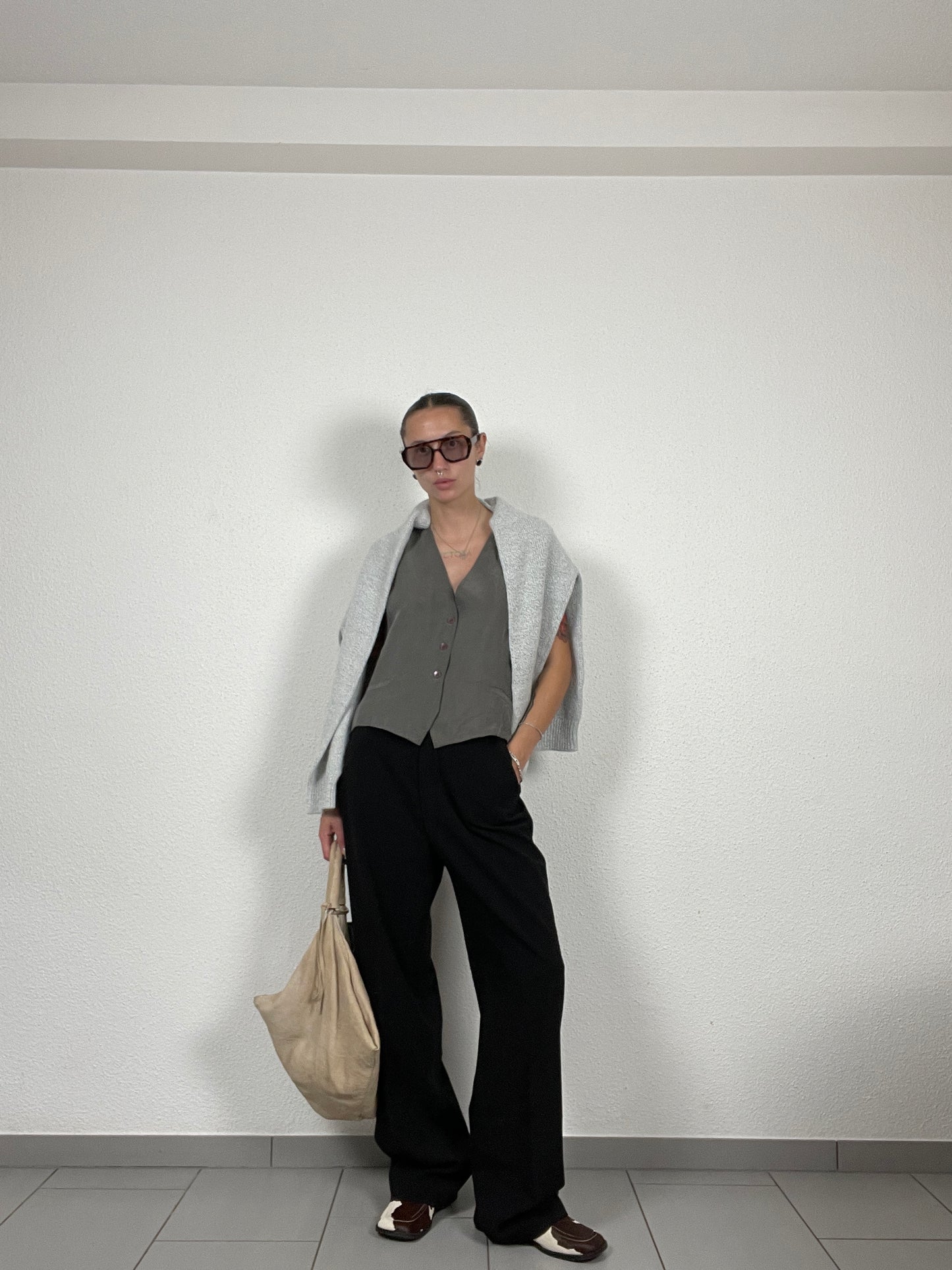 Vintage Black Wide-Leg Trousers – Size M