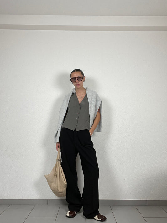 Vintage Black Wide-Leg Trousers – Size M