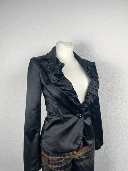 Y2K vintage Italian ruffled satin blazer