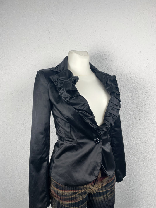 Y2K vintage Italian ruffled satin blazer