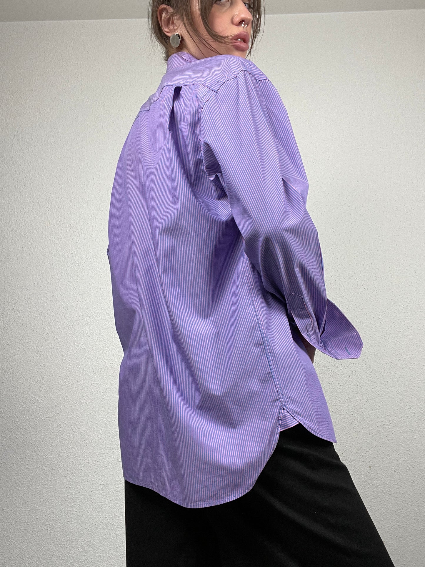 Purple & pink striped cotton shirt by Daniel Hechter Paris