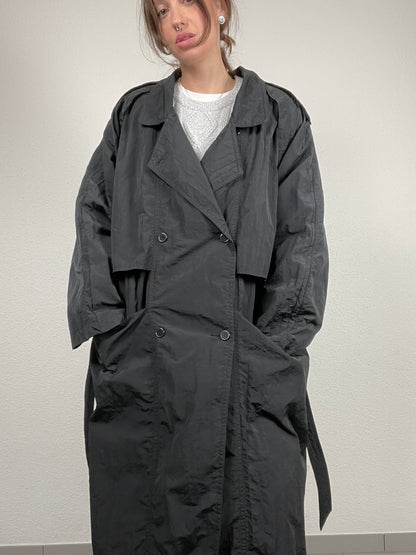 Vintage 1990s oversized black trench coat