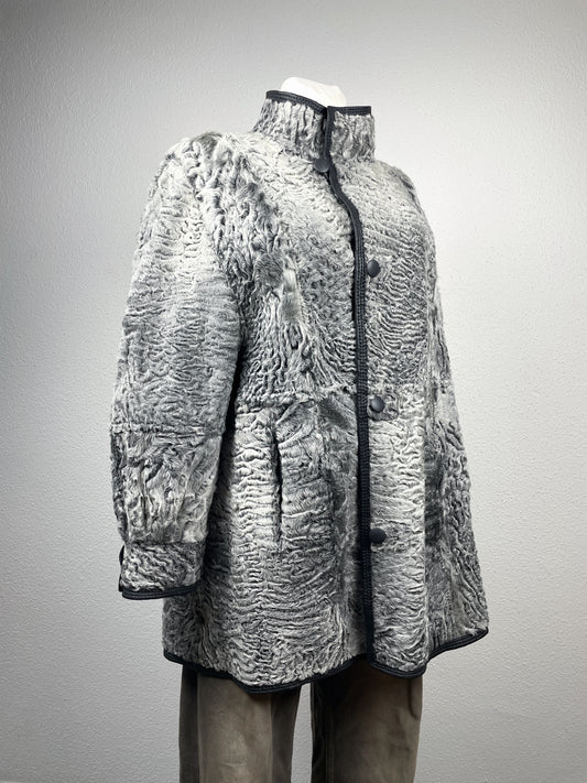 Vintage ’90s reversible genuine leather & curly shearling coat.